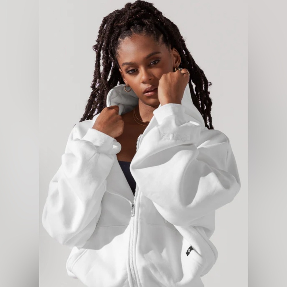 White Popflex zip up hoodie